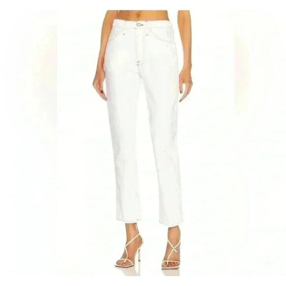 Frame Le High Rise Straight Jeans Stretch White Exposed Stitching Size 28 NWT - Picture 1 of 11